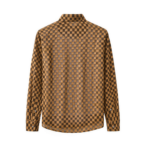 B571-Textured Grid Shirt-KHAKI – view 1