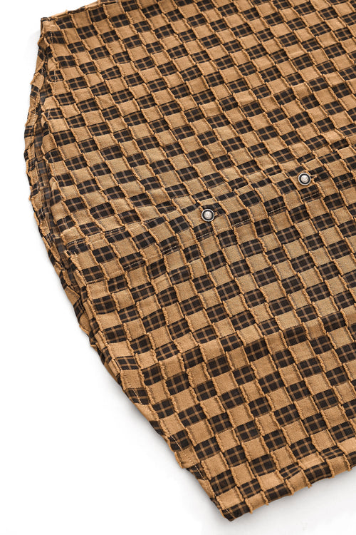 B571-Textured Grid Shirt-KHAKI – view 5