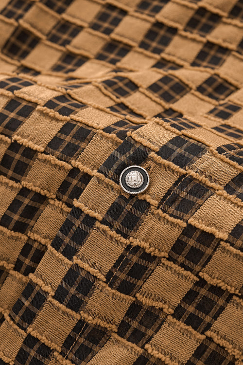 B571-Textured Grid Shirt-KHAKI – view 7