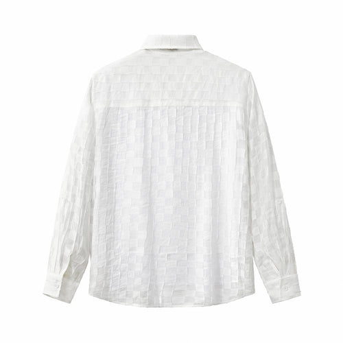 B581 - Haven Textured Long Sleeve Shirt-WHITE – view 2