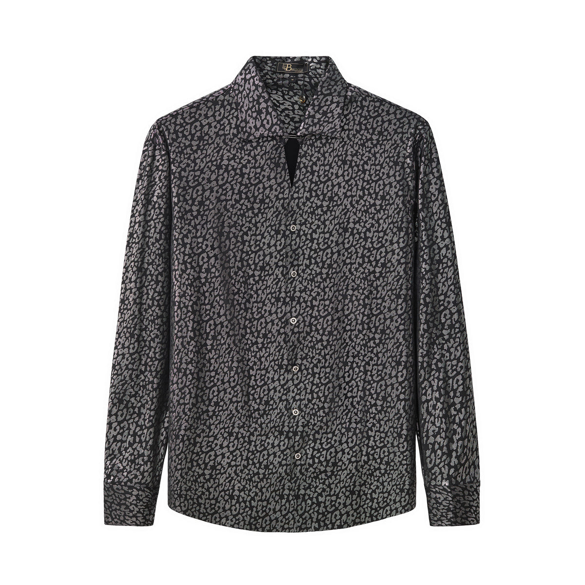B583-Tonal Leopard Jacquard Shirt-BLACK – BAROCCO wholesale shirts