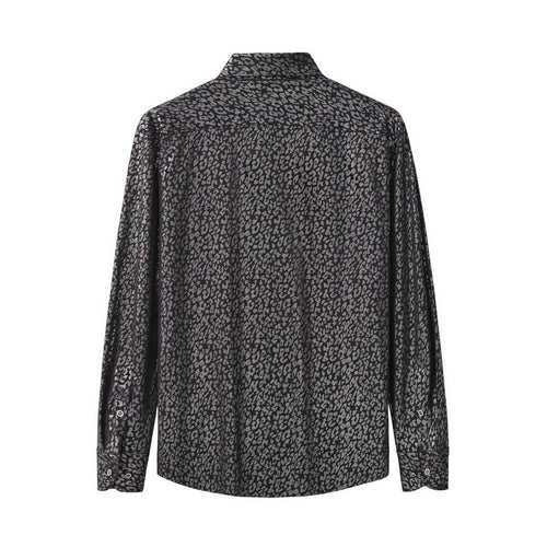 B583-Tonal Leopard Jacquard Shirt-BLACK – view 1