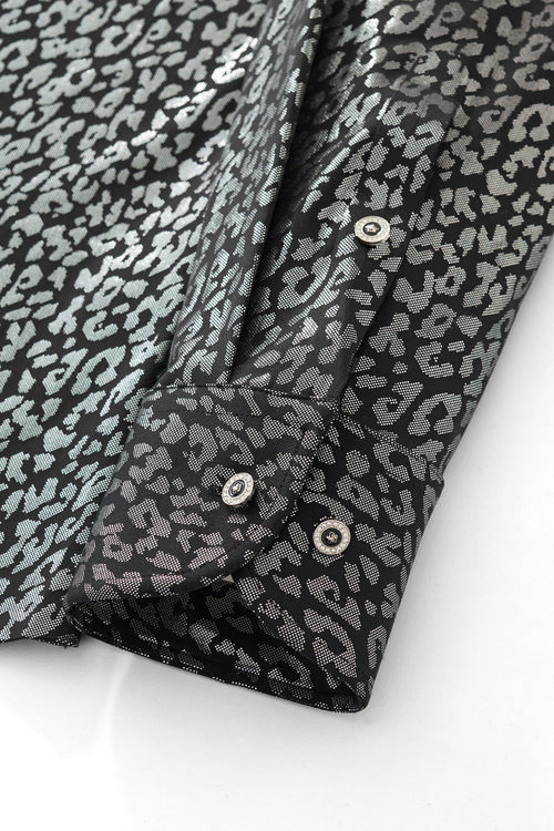 B583-Tonal Leopard Jacquard Shirt-BLACK – view 5