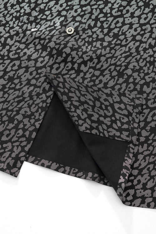 B583-Tonal Leopard Jacquard Shirt-BLACK – view 7