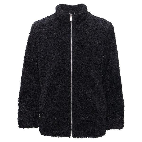 BJ31 - Teddy Luxe Fleece Zip-Up Jacket-BLACK