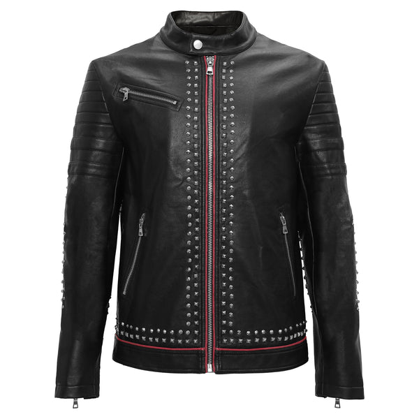 BLJ601 - Urban Glimmer PU Leather Moto Jacket-BLACK