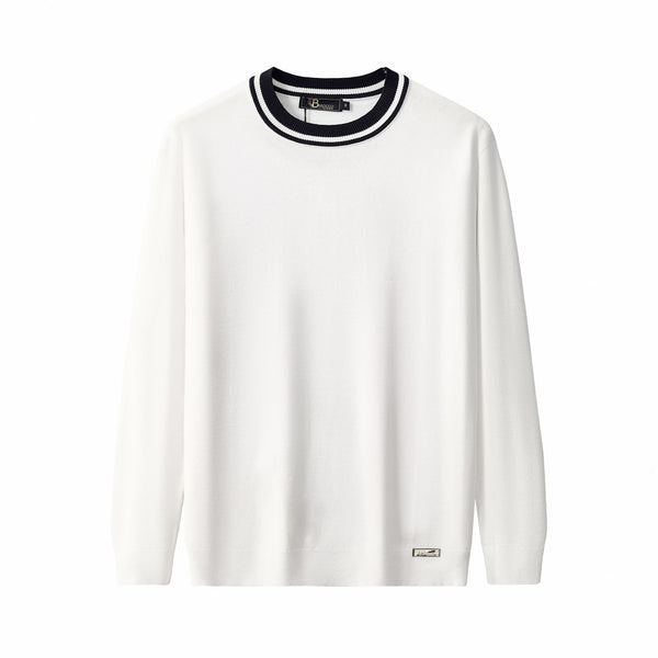 Jersey de punto con cuello en contraste Halo LS-WHITE