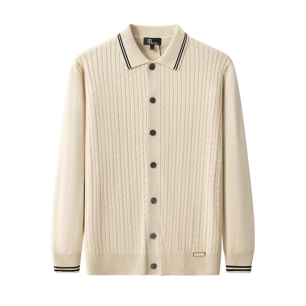Cárdigan de punto trenzado Marquee LS-IVORY