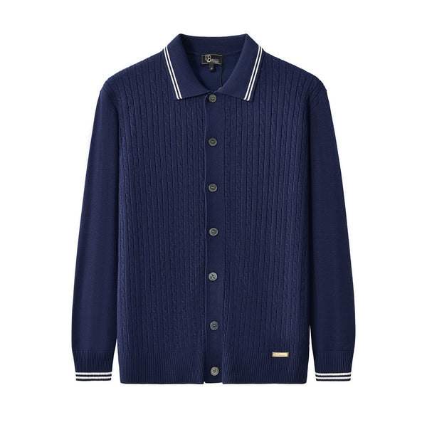 Cárdigan de punto trenzado Marquee LS-NAVY