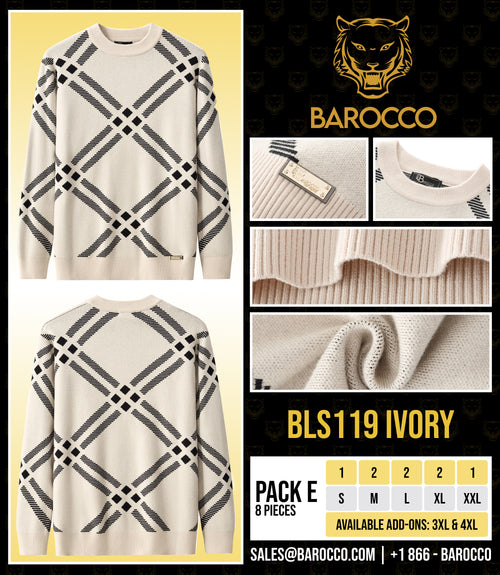 BLS119 - Paramount Lattice Knit LS-IVORY