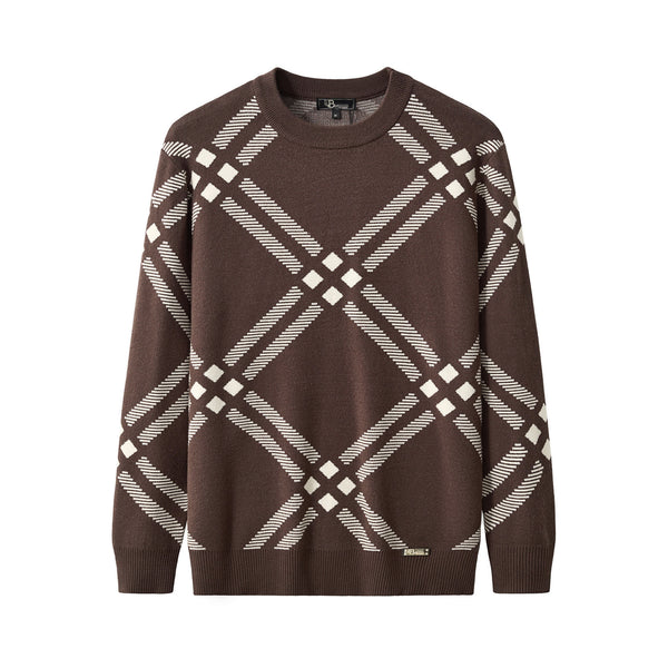 BLS119 - Paramount Lattice Knit LS-BROWN
