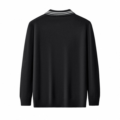 Polo de punto con cuello con ribete Monarch LS-BLACK – view 2