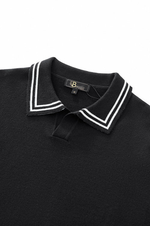 Polo de punto con cuello con ribete Monarch LS-BLACK – view 4