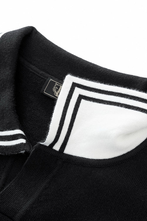 Polo de punto con cuello con ribete Monarch LS-BLACK – view 6