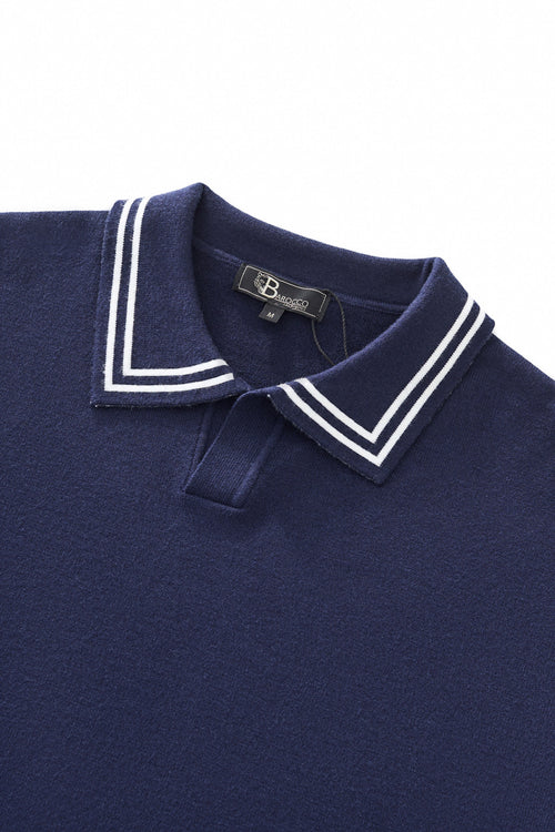 BLS122 - Monarch Tipped Collar Knit Polo LS-NAVY – view 4