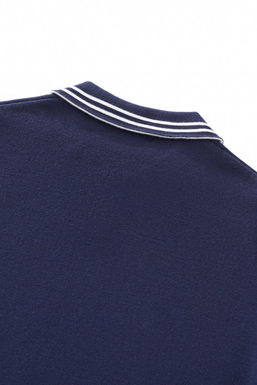 BLS122 - Monarch Tipped Collar Knit Polo LS-NAVY – view 5