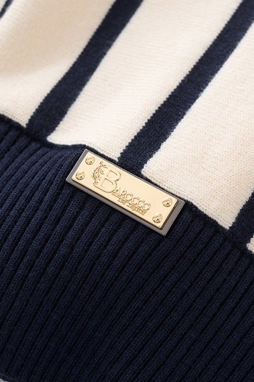 Polo de punto de rayas imperiales LS-IVORY