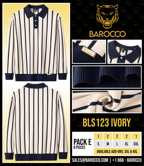 Polo de punto de rayas imperiales LS-IVORY