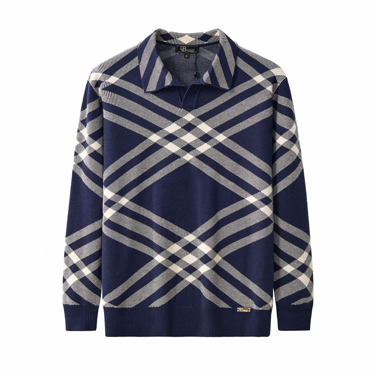 Polo de punto enrejado Paramount LS-NAVY – BAROCCO wholesale menswear