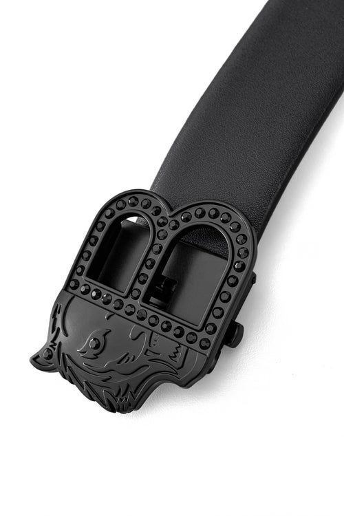 Cinturón de cuero plano con hebilla automática - NEGRO/NEGRO – view 2