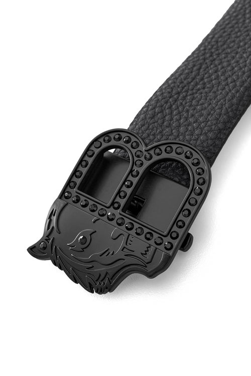BLT019 - Textured Leather Auto BKL Belt-BLACK/BLACK – view 2