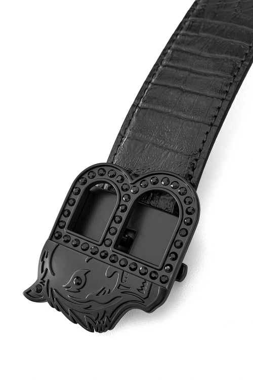 BLT020 - Croc-Embossed Auto BKL Belt-BLACK/BLACK – view 2