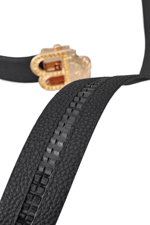 Cinturón Auto BKL de piel granulada – Edición Dorada - DORADO/NEGRO – view 6