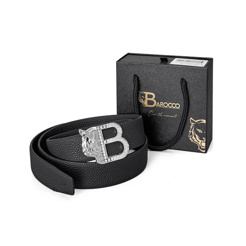 Cinturón Auto BKL de piel granulada – Edición plateada - PLATA/NEGRO – view 5