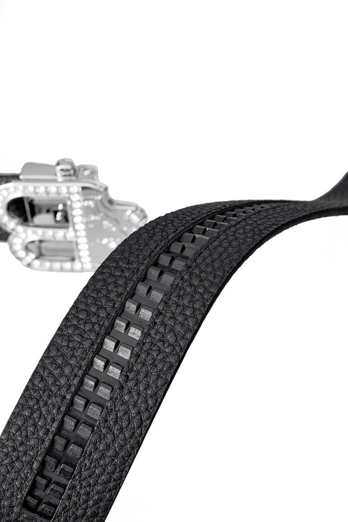Cinturón Auto BKL de piel granulada – Edición plateada - PLATA/NEGRO – view 6