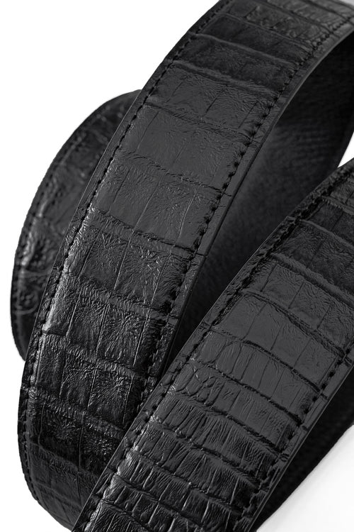Cinturón Auto BKL de piel con efecto cocodrilo – Edición plateada - PLATA/NEGRO – view 3