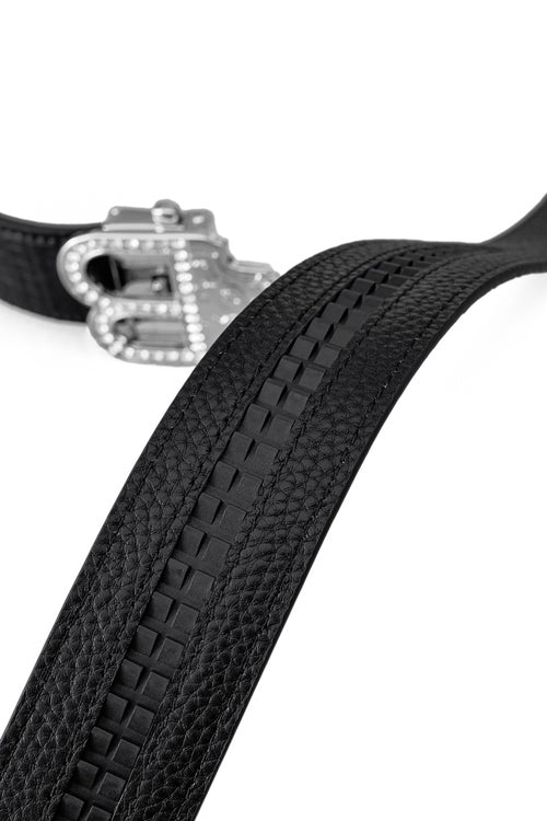 Cinturón Auto BKL de piel con efecto cocodrilo – Edición plateada - PLATA/NEGRO – view 6