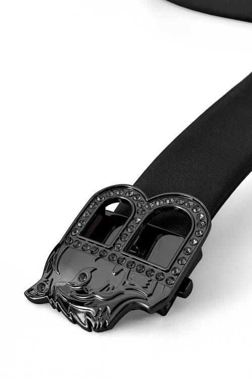Cinturón plano de cuero para automóvil BKL – Edición Gunmetal - GUN/BLACK – view 2