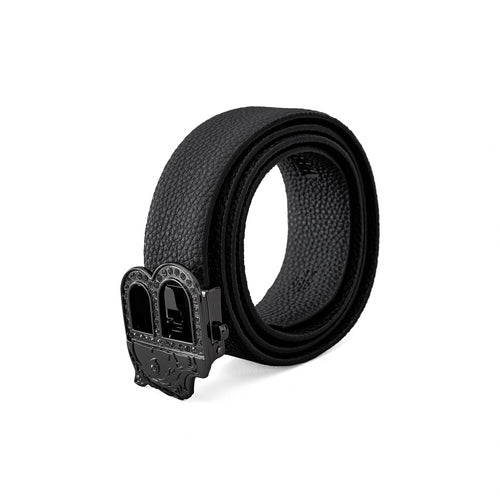 Cinturón Auto BKL de piel granulada – Edición Gunmetal - GUN/BLACK