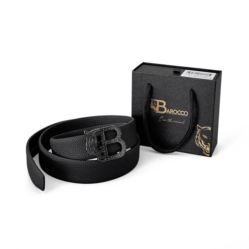 BLT030 - Pebbled Leather Auto BKL Belt – Gunmetal Ed.-GUN/BLACK – view 5
