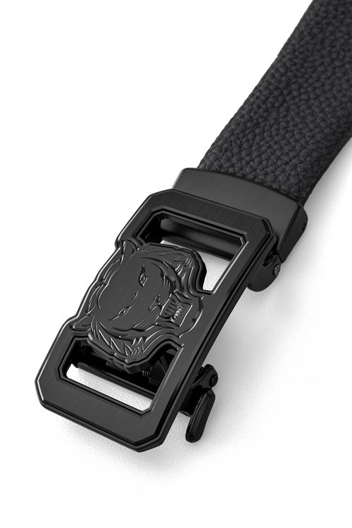 Cinturón Lion Auto BKL de piel granulada – Edición Blackout - NEGRO/NEGRO – view 2