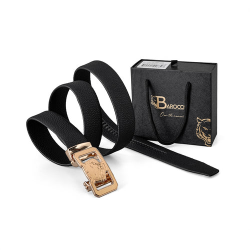 Cinturón Lion Auto BKL de piel granulada – Edición dorada - ORO/NEGRO – view 6