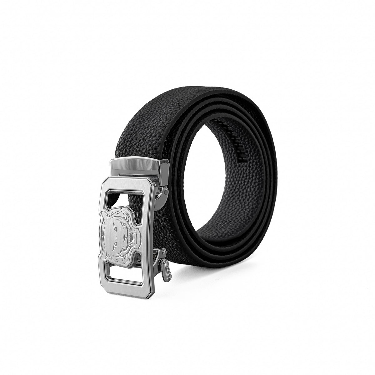 Cinturón Lion Auto BKL de piel granulada – Edición plateada - PLATA/NEGRO – BAROCCO wholesale menswear