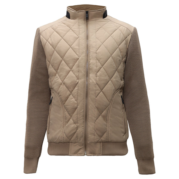 Chaqueta bomber acolchada con escudo urbano - BEIGE