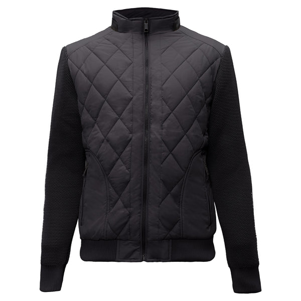 BPJ609 - Urban Crest Quilted Bomber-BLACK