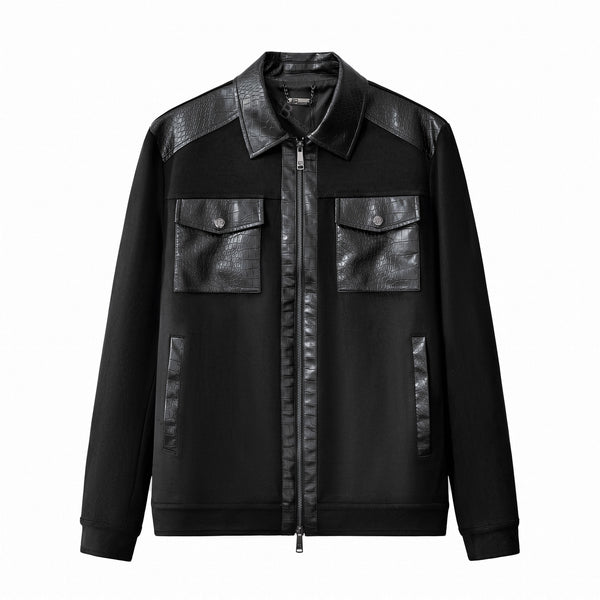 Chaqueta con cremallera de doble tejido CrocEdge - NEGRA