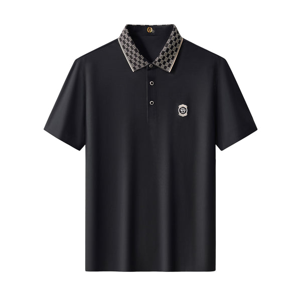 BSP620-Monogram Trim Performance Polo - El Baron-BLACK