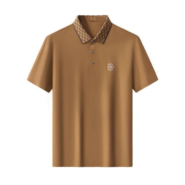 BSP620-Monogram Trim Performance Polo - El Baron-KHAKI