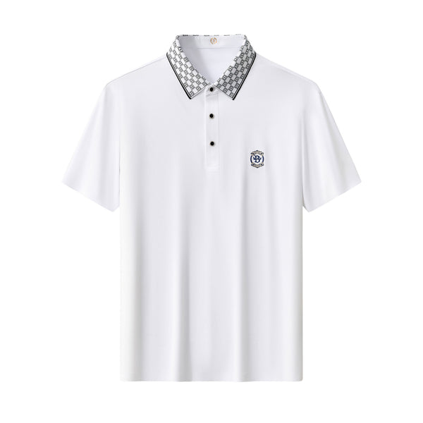 BSP620-Monogram Trim Performance Polo - El Baron-WHITE
