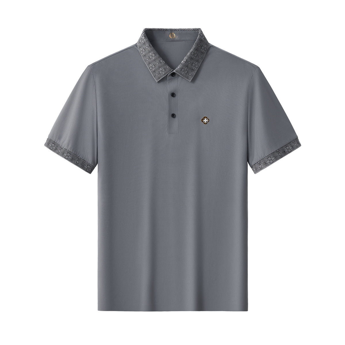 BSP621-Pattern Trim Performance Polo – El Baron-GREY – BAROCCO wholesale polo shirts