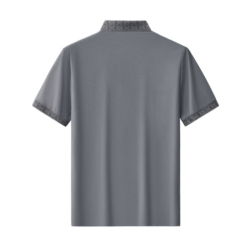 BSP621-Pattern Trim Performance Polo – El Baron-GREY – view 1