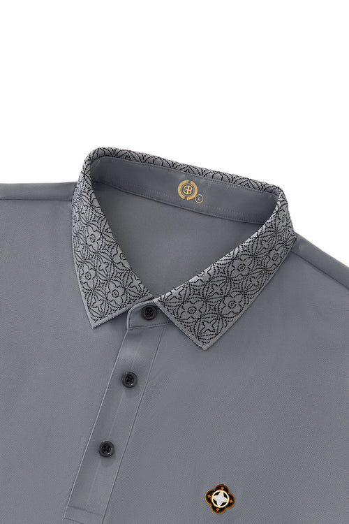BSP621-Pattern Trim Performance Polo – El Baron-GREY – view 2