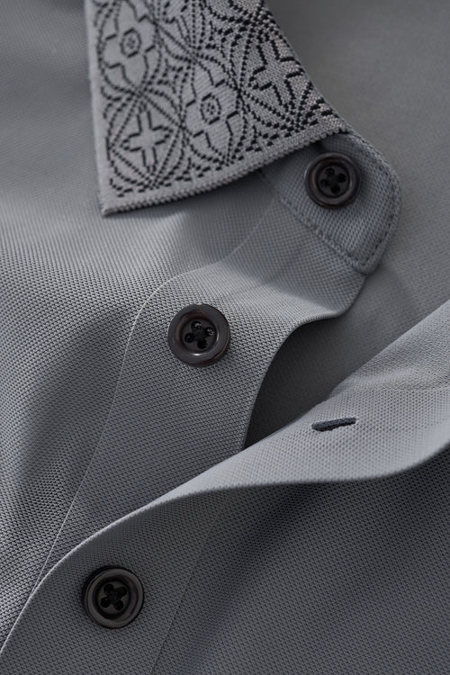 BSP621-Pattern Trim Performance Polo – El Baron-GREY – view 4