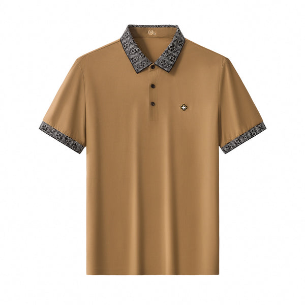 BSP621-Pattern Trim Performance Polo – El Baron-KHAKI
