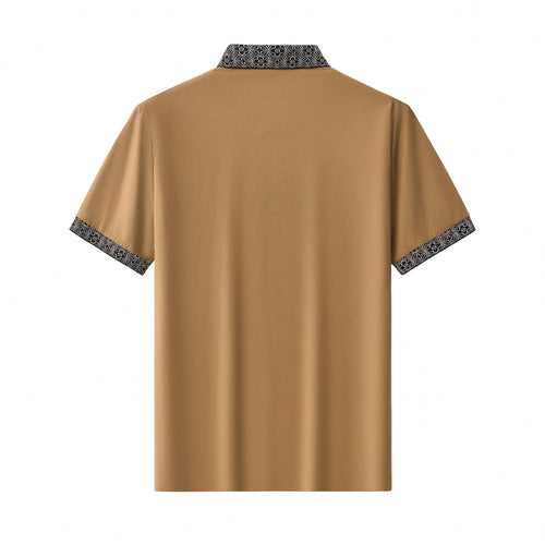 BSP621-Pattern Trim Performance Polo – El Baron-KHAKI – view 1