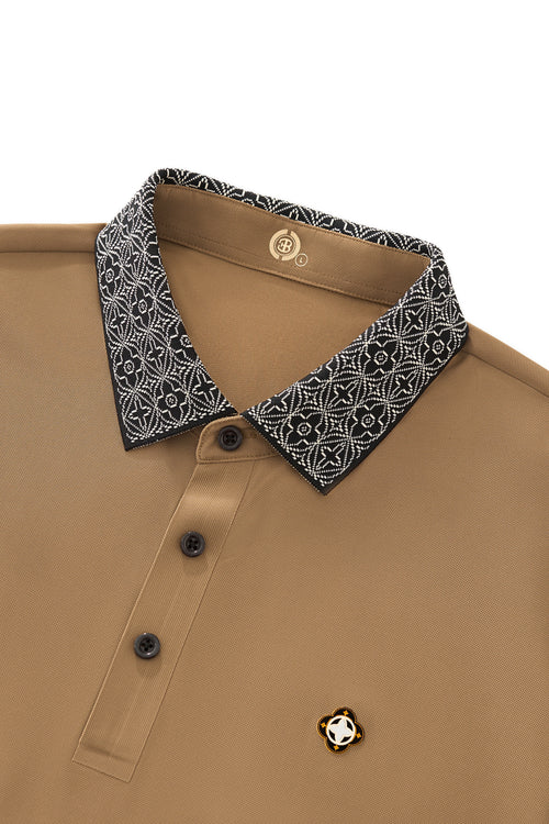 BSP621-Pattern Trim Performance Polo – El Baron-KHAKI – view 2